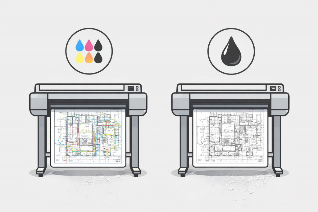 impression plan noir et blanc et couleur