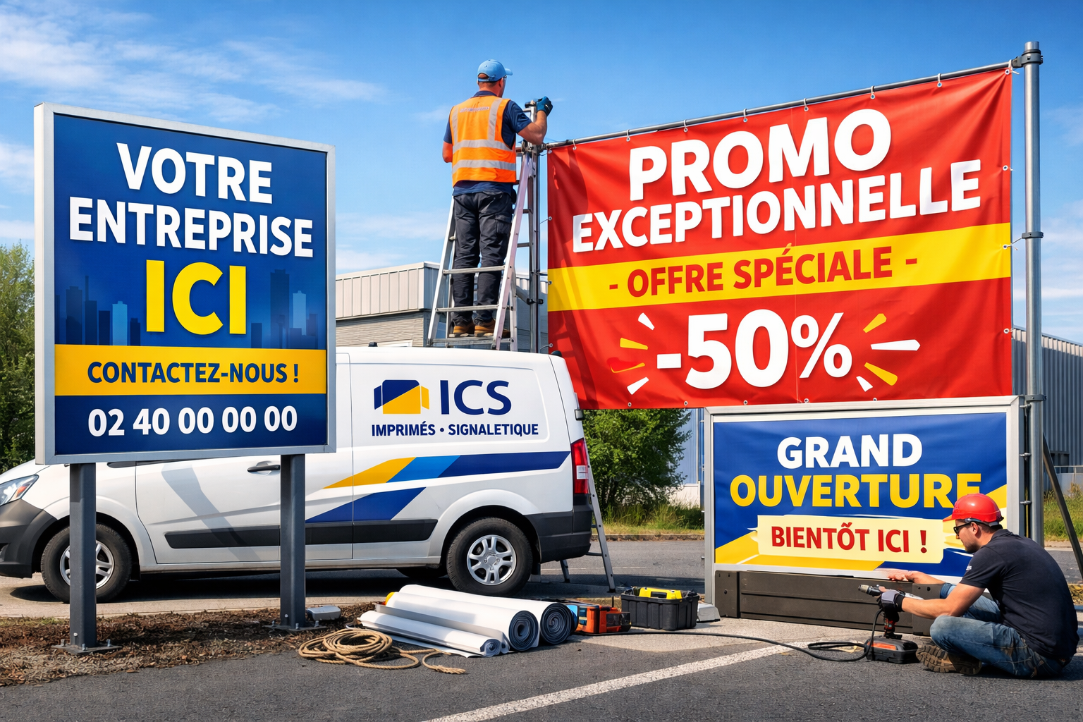 Fabrication et pose Banderole et panneau publicitaire nantes