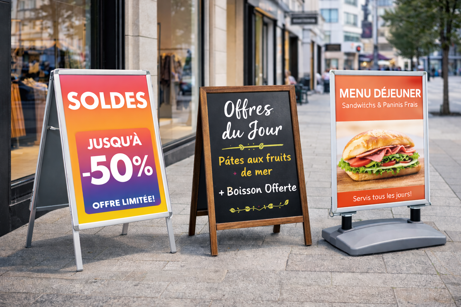 Stop trottoir et ardoise pour commerces